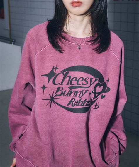 MUSINSA CPGN STUDIO Cheesy Bunny Raglan Pigment Sweatshirt Dusty Pink