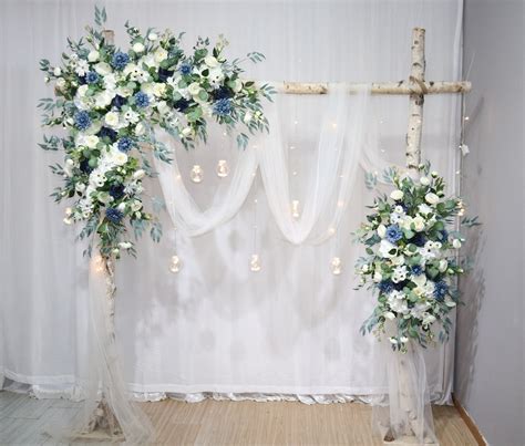 Navy Blue Dusty Blue White Wedding Archway Flower Dusty Blue Wedding