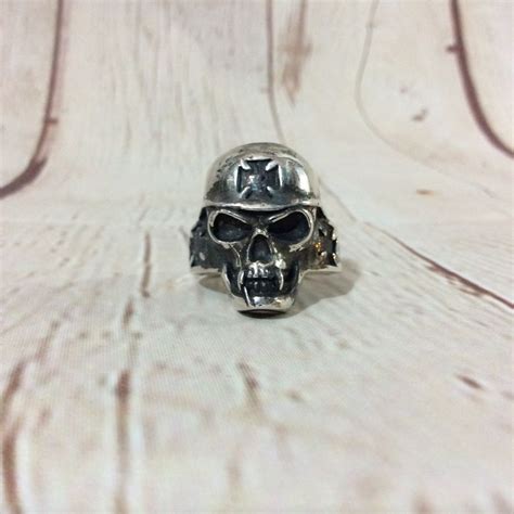 25skull Ring Iron Cross Helmet Sterling Silver 925 Ring Boardwalk Vintage