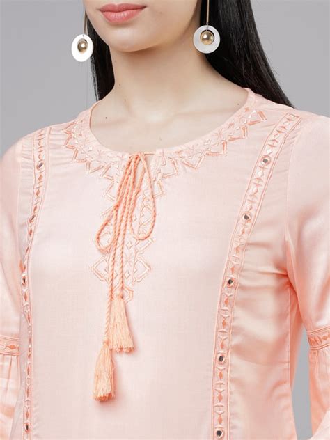 Buy Vishudh Peach Coloured Embroidered Top For Women Online At Rs 599