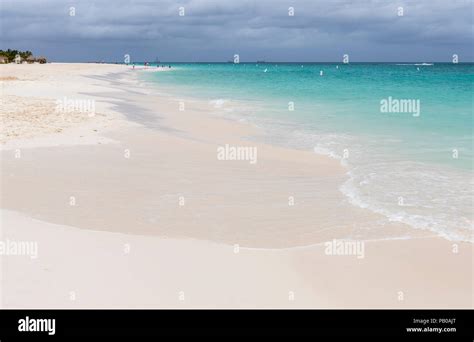 Perfect White Sand Beach And Turquoise Caribbean Sea At Eagle Beach Aruba Caribbean Stock