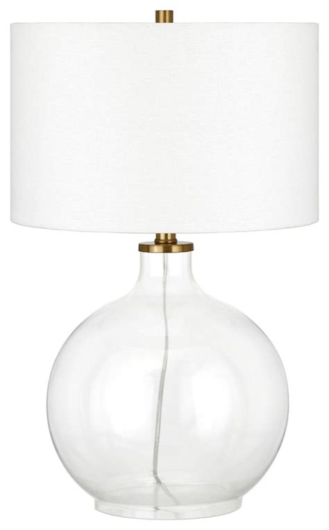 24 Clear Glass Table Lamp With White Drum Shade Transitional Table Lamps By Homeroots Houzz