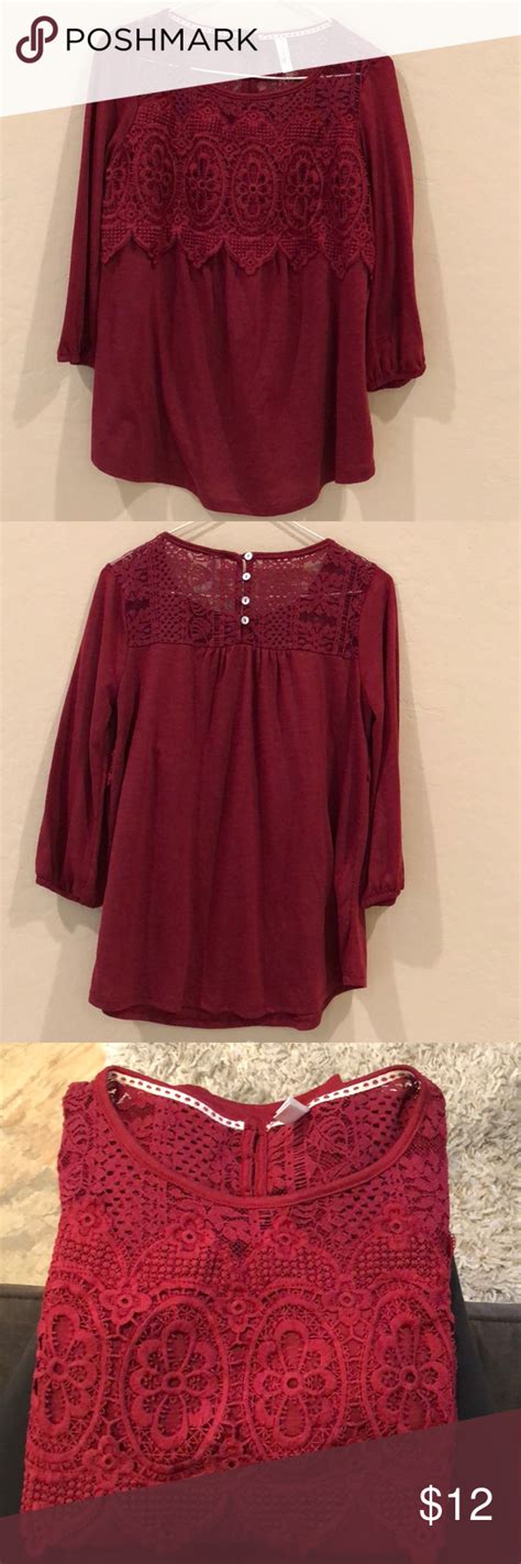 Red Flowy Top With Some Crochet Detail Flowy Tops Tops Crochet Details