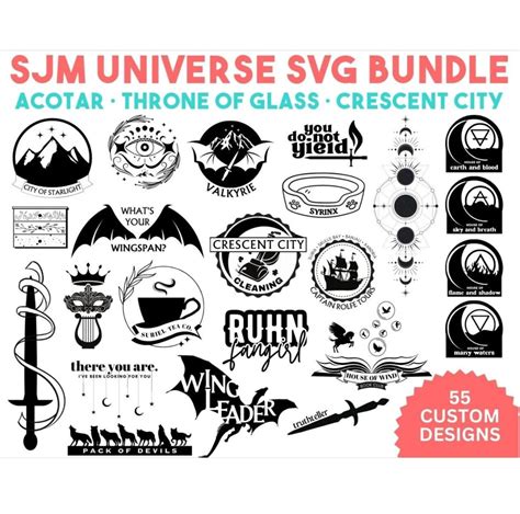 Sjm Universe Svg Bundle Acotar Throne Of Glass Crescent Etsy New Zealand