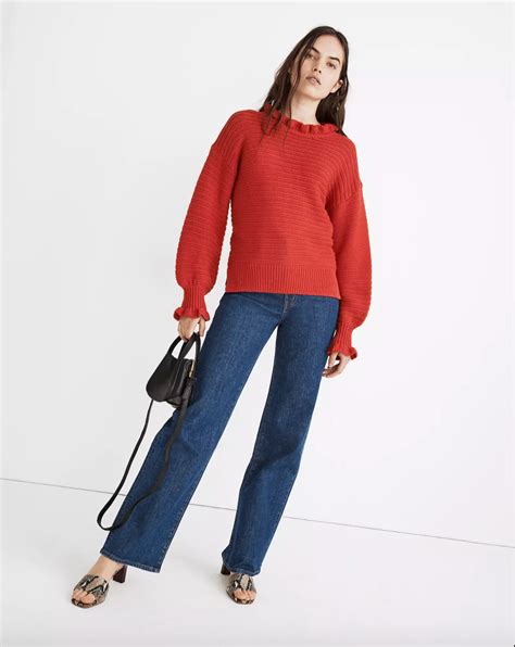 Madewell Ruffle Neck Pullover Sweater