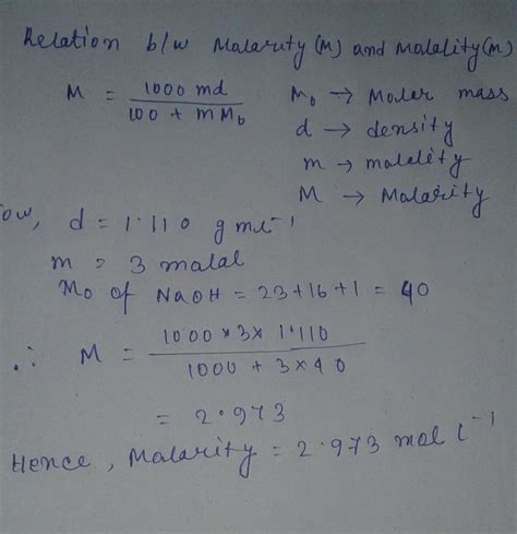 Molal Naoh Solution Has A Density Of What Is The Molarity Off