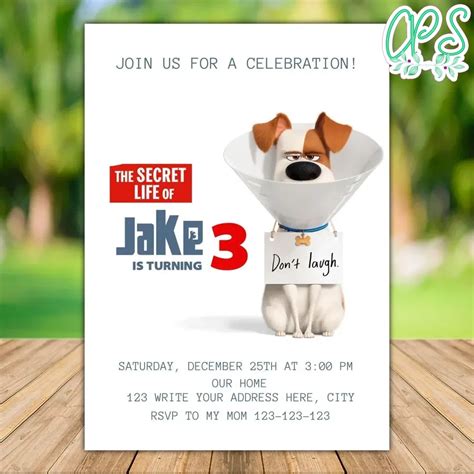 Printable Secret Life Of Pets 2 Movie Themed Birthday Invitation