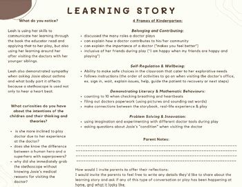 learning story template documentation  student learning journey