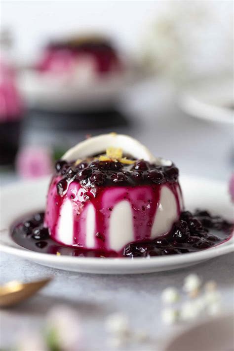 Vegan Panna Cotta With Blueberries Vibrant Plate