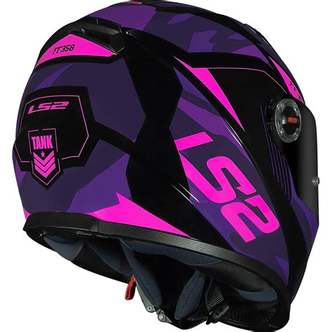 Capacete LS2 FF358 Tank Rosa Roxo Preto Grid Motors