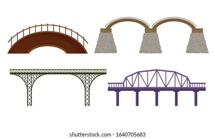 Various Types Bridges Made Concrete Metal Stock Vector (Royalty Free ...