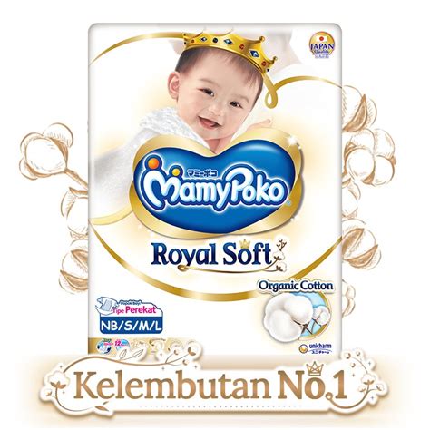 Jual MAMYPOKO Royal Soft Tape NB62 S60 M56 L48 Organic Cotton Popok