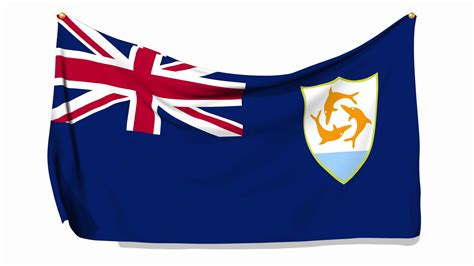 Anguilla Flag Waving And Pinned On Wall 3d Rendering Chroma Key Luma