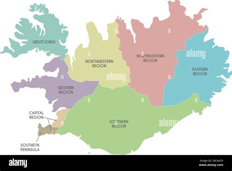 Vector map of Iceland with regions and administrative divisions ...