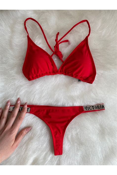 İlaydaButik Taşlı Tangalı Üçgen Bikini Takım Fiyatı Yorumları Trendyol