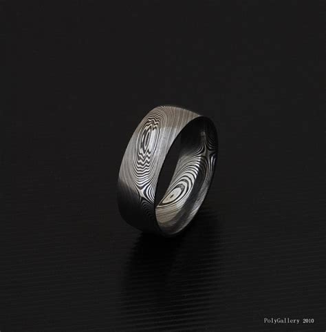 Genuine Stainless Damascus Steel Mens Ring Pd10 Etsy