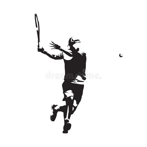 Tennis Player Forehand Swing Abstract Isolated Vector Silhouette Ink