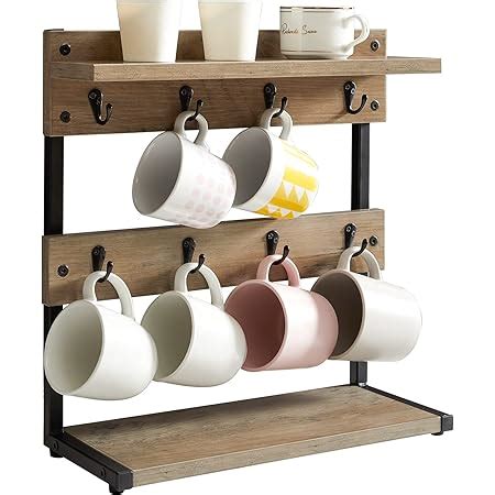 Amazon Oropy Vintage Wood Coffee Mug Holder Stand Tier