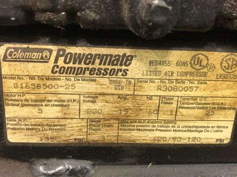 Coleman Powermate Black Max Air Compressor Peterson Land Auction Llc