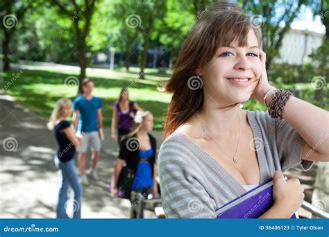 Young College Girl Smiling Stock Image Image Of American 36406123