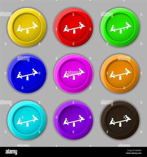 Swing Icon Sign Symbol On Nine Round Colourful Buttons Vector