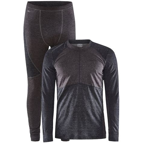 Craft Core Wool Mix Baselayer Set Men Black Slate Bike