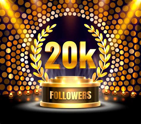 20k Or 20000 Followers Thank You Pink Heart Golden Confetti And Neon