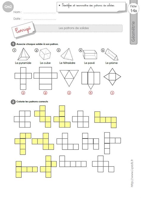 Cm2 Exercices LES PATRONS DE SOLIDES