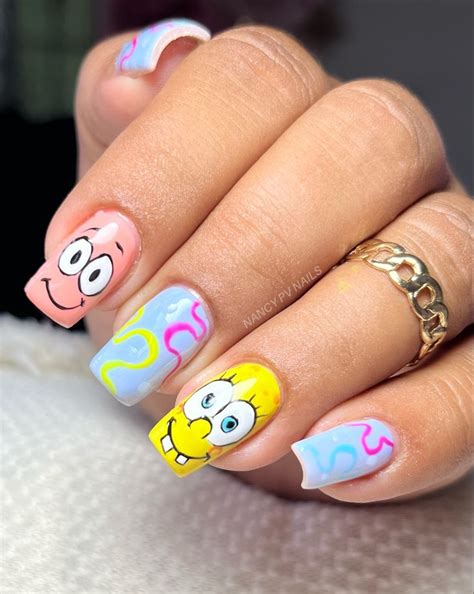 Uñas diseño Bob esponja en 2024 Manicura de uñas Manicura