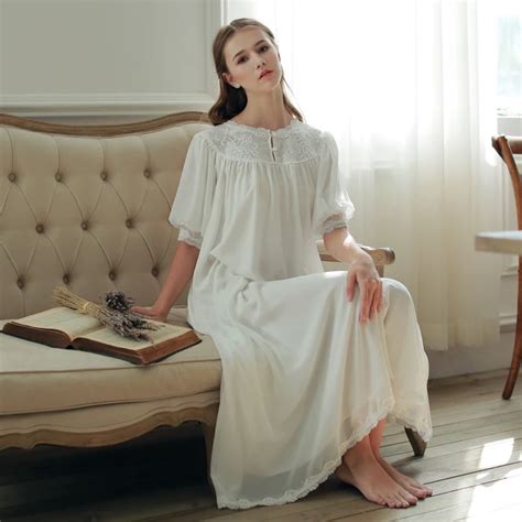 Buy High Grade Brand Womens Vintage Nightgowns Chiffon Lace Nightdress Lady