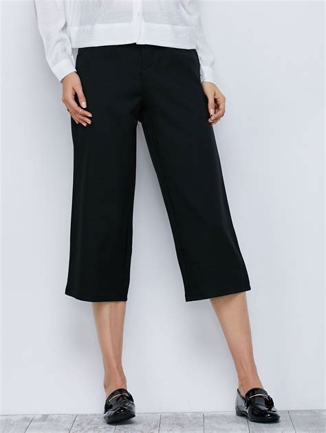 25 OFF High Waisted Wide Leg Capri Work Pants Rosegal