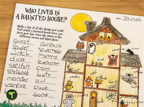 Who Lives In A Haunted House 2nd Grade Nouns Worksheet Teach Starter