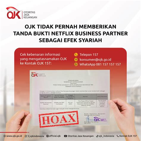 Hoax Ojk Tidak Pernah Memberikan Tanda Bukti Netflix Business Partner