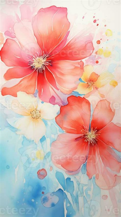 Flowers Watercolor Colorful Floral Background Ai Generated