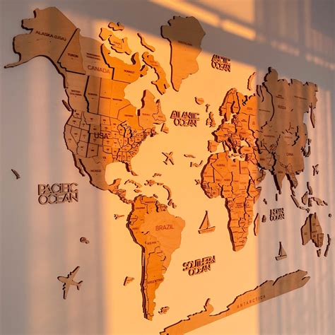 Classic Wooden World Map Home Decor Living Room Wall Art 3d Large Travel Map Michaels