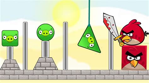 Angry Birds Pigs Out Push The Wall To Force Out Square And Round