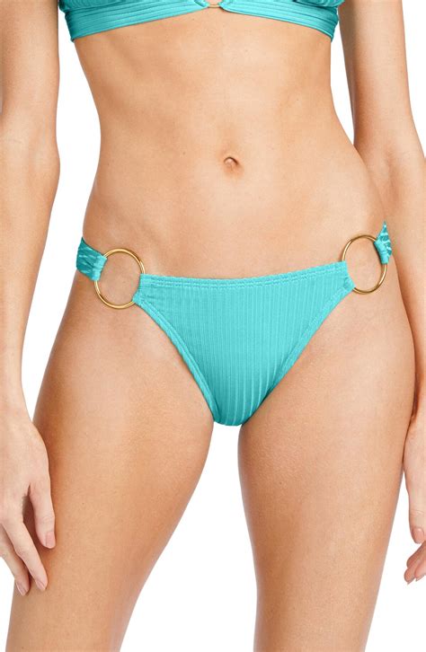 Robin Piccone Yasmine Ring Side Bikini Bottoms Aqua Teal Editorialist