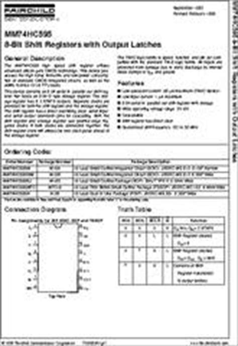 MM74HC595MX Datasheet 8 Bit Shift Registers With Output Latches