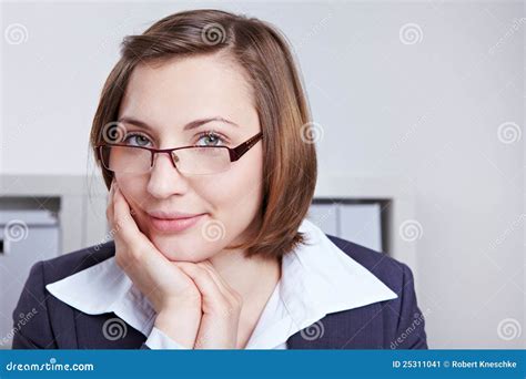 Smiling Business Woman With Glasses Stock Image Image Of Advice Place 25311041