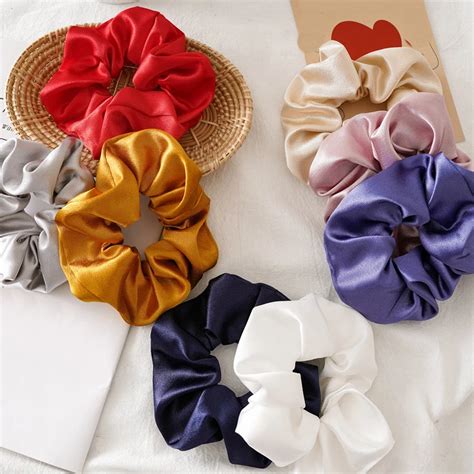 Neue Kommen Satin Scrunchies Einfarbig Elastische Haar Bands Riegel