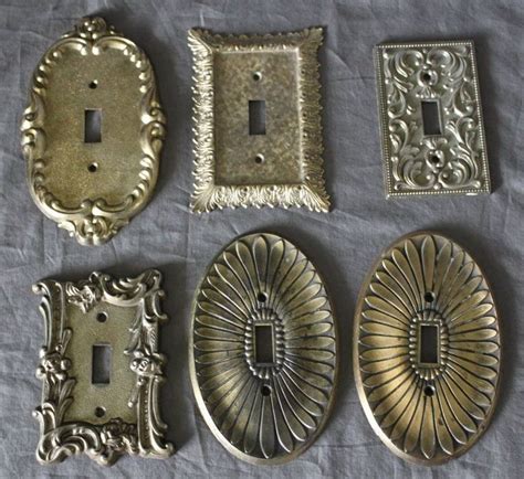 Vintage Light Switch Wall Plate Ornate Gold Metal 1950s Ebay