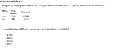 Solved Current Attempt In Progress Marigold Corp Used Chegg