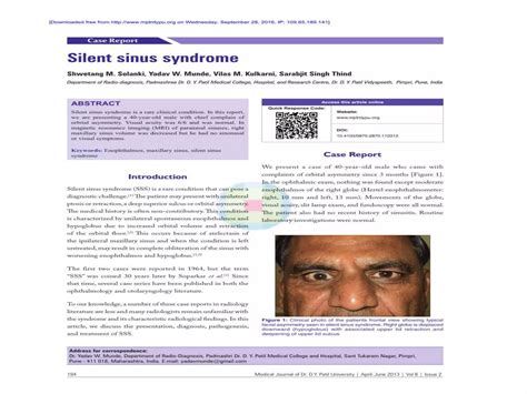Silent Sinus Syndrome In The Eye Of A Radiologist Ppt