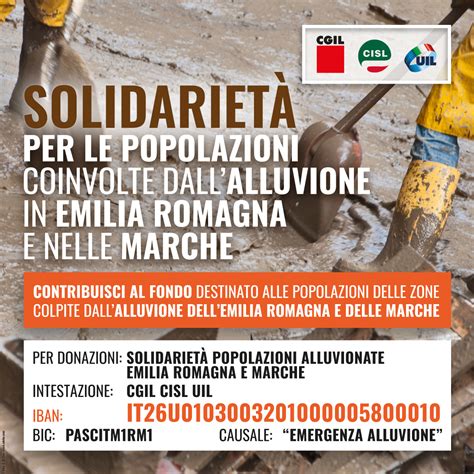 Alluvione Cisl Cgil E Uil Lanciano Raccolta Fondi Per L Emilia