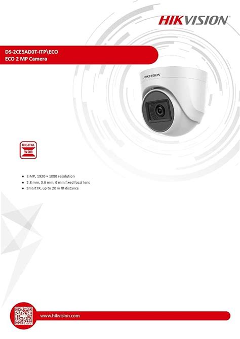 HIKVISION 2MP Indoor Wired Camera For DVR DS 2CE5AD0T ITP ECO BNC DC