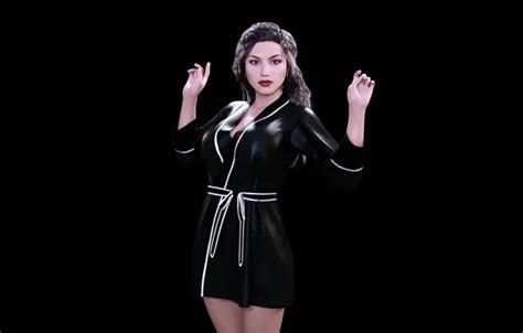 Wallpaper look girl brunette black background for mobile and desktop section рендеринг