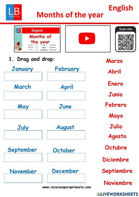 Ejercicio Online De Months Of The Year Para