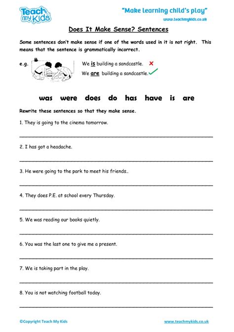 Make A Sentence Worksheets