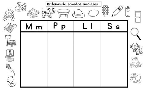 Ordenando Sonidos Iniciales M P L S Worksheet En Actividades De