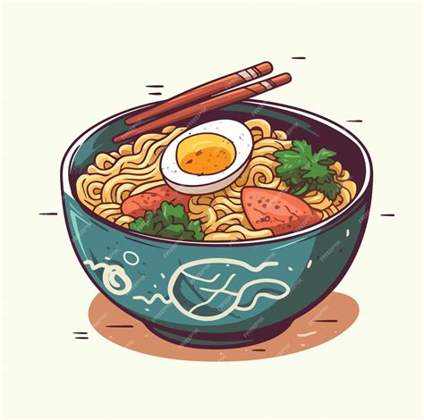 Premium Vector Ramen Japanese Food Bowl Cartoon Style Vector Illustration